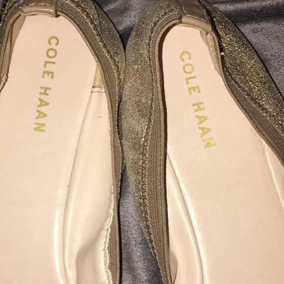 Cole Haan, Elbridge Gold Tan Metallic Leather Cap Toe Ballet Flat Woman’s Size 6 - Picture 5 of 9